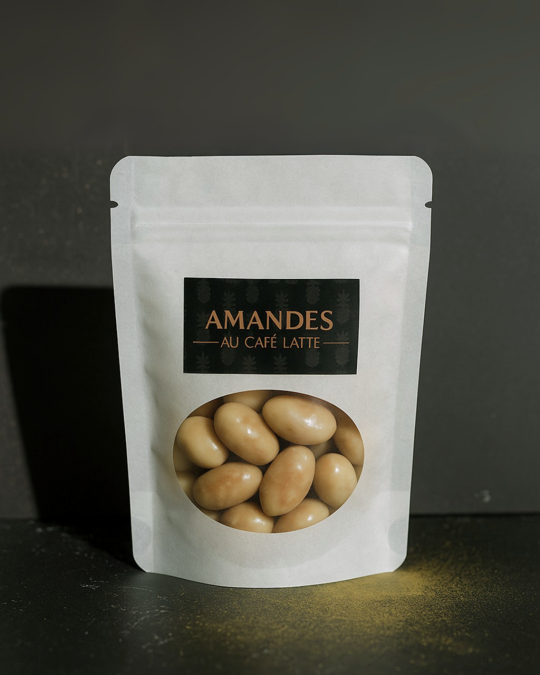 Amandes enrobées de chocolat au café latté
